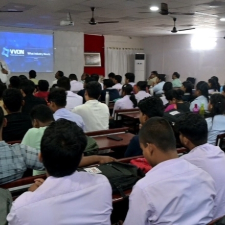 Prof. (Dr) Ajit Kumar Panda, Founder, VVDN Technologies Pvt. Ltd., Bhubaneswar addressing the students on the topic 